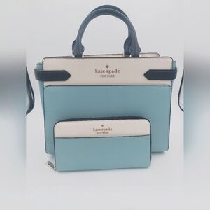 Kate spade staci medium saffiano leather satchel purse with matching wallet